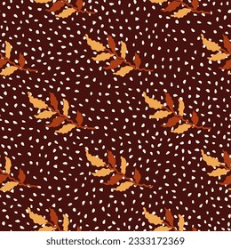 Organic leaves seamless pattern. Simple style. Botanical background. Decorative forest leaf wallpaper. For fabric design, textile print, wrapping paper, cover. Vector illustration