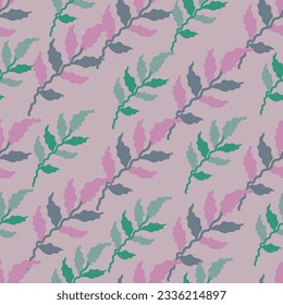 Organisches Laub nahtloses Muster. Einfaches Design. Botanischer Hintergrund. Tapete aus dekorativen Waldblättern. Für Stoffdesign, Stoffdruck, Packpapier, Deckel. Vektorgrafik