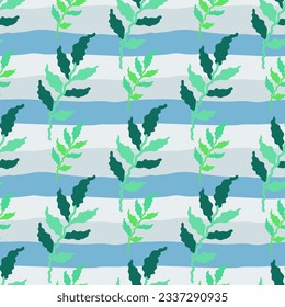 Organic leaves seamless pattern. Simple style. Botanical background. Decorative forest leaf wallpaper. For fabric design, textile print, wrapping paper, cover. Vector illustration