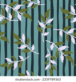 Organic leaves seamless pattern. Simple style. Botanical background. Decorative forest leaf wallpaper. For fabric design, textile print, wrapping paper, cover. Vector illustration