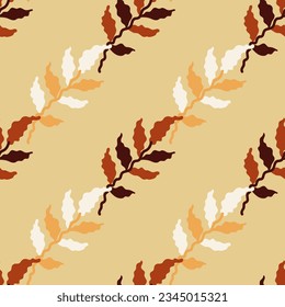 Organic leaves seamless pattern. Simple style. Botanical background. Decorative forest leaf wallpaper. For fabric design, textile print, wrapping paper, cover. Vector illustration