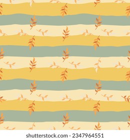 Organic leaves seamless pattern. Simple style. Botanical background. Decorative forest leaf wallpaper. For fabric design, textile print, wrapping paper, cover. Vector illustration