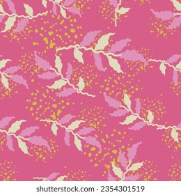 Organic leaves seamless pattern. Simple style. Botanical background. Decorative forest leaf wallpaper. For fabric design, textile print, wrapping paper, cover. Vector illustration