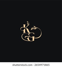 organic leaves wedding logo monogram elegant concept letter luxury feel with wavy line KG