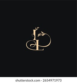 organic leaves wedding logo monogram elegant concept letter luxury feel with wavy line IL