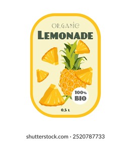 Etiqueta de limonada orgânica com design colorido. Rótulo de limonada brilhante com texto orgânico e biológico. Conceito de produto biológico.