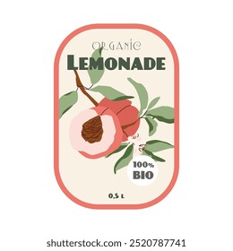 Organic lemonade label with colorful design. Bright lemonade label with organic and bio text. Concept of organic product.