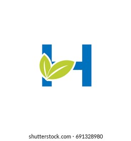 Organic letter H logo creative concept with leaves and alphabet