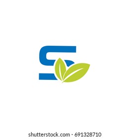 Organic letter S logo creative concept with leaves and alphabet