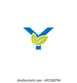 Organic letter Y logo creative concept with leaves and alphabet