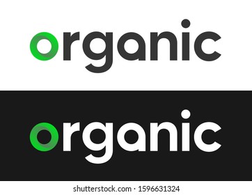 Organic Lettering Label, Vector Logo for Market, Web or Journals on white and black background.