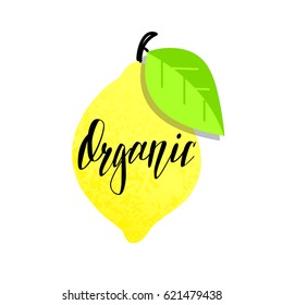 Organic lettering on a background of lemon.Vector illustration.