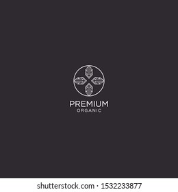 Organic life logo Graceful monogram design template,Natural line art vector illustration.