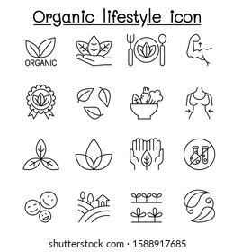 Organic lifestyle icon set in thin line style