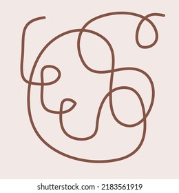 Organic line art background. Hand drawn brown colors banner. For social media post, web, promotional banner, advertising and home decoration. Vector illustration, flat design