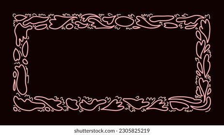organic line botanical frame in the dark background hand drawn