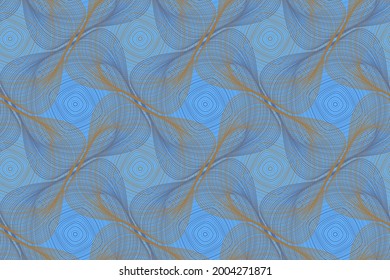 Organic lines geometric shapes floral vector seamless pattern. Fabric print graphic design. Twisted geometric shapes of multiple curve semi transparent lines ornament. Doodle background.