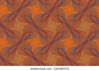 Organic lines geometric shapes floral vector seamless pattern. Fabric print graphic design. Twisted geometric shapes of multiple curve semi transparent lines ornament. Doodle background.