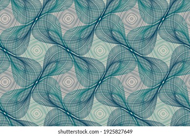 Organic lines geometric shapes optical illusion seamless pattern. Textile print graphic design. Irregular geometric shapes of multiple bent semi transparent lines ornament. Elegant background.
