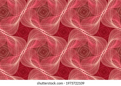 Organic lines geometric shapes optical illusion seamless pattern. Textile print graphic design. Irregular geometric shapes of multiple bent semi transparent lines ornament. Retro background.