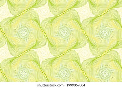 Organic lines geometric shapes optical illusion seamless pattern. Wallpaper print graphic design. Irregular geometric shapes of multiple curve semi transparent lines ornament. Elegant background.
