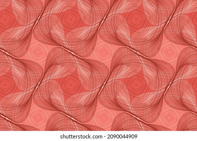 Organic lines geometric shapes optical illusion seamless pattern. Textile print graphic design. Irregular geometric shapes of multiple curve semi transparent lines ornament. Vintage background.