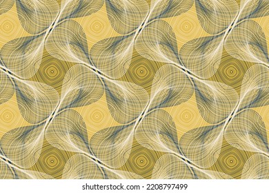 Organic lines geometric shapes optical illusion seamless pattern. Fabric print graphic design. Twisted geometric shapes of multiple curve semi transparent lines ornament. Abstract background.