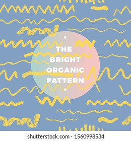 Organic lines pattern with hand drawn grunge texture. Abstract background in trendy colors. Label design template, frame for copy space. Cosmetics, beauty products, healthy food, mental health concept