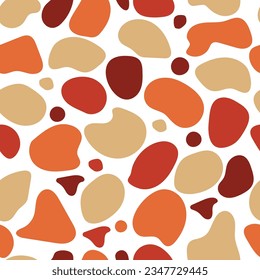 Organic liquid blob shapes seamless surface pattern. Aesthetic whimsical arrangement of hand drawn amorphous doodle spots, drops, stains, blots. Allover print pebble stones mosaic textured background.