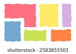 Organic Liquid Rectangle Frame Shapes Set. Hand Drawn Abstract Vector Fluid Square Blobs. Wavy Irregular Flat Text Box Spots Collection. Curvy Random Bento Style Childish Colorful Banners. Isolated