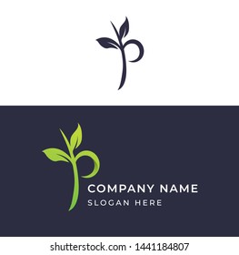 organic logo alphabet design, modern alphabet nature illustration