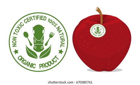 Organic logo design element and the Organic logo on apple

