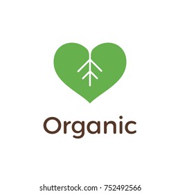 Organic logo design with Heart and Leaf 