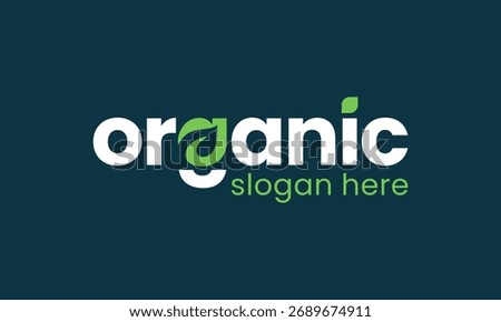 Organic logo design wordmark vector illustration. Wordmark concept with natural leaf graphic logo design. Icon, symbols, creative