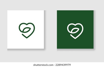organic logo. heart leaf icon symbol logo. svg