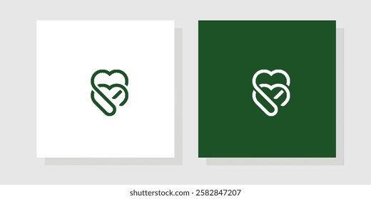 organic logo. heart leaf icon symbol logo.