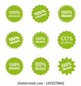 organic logo icon set, healthy food labels