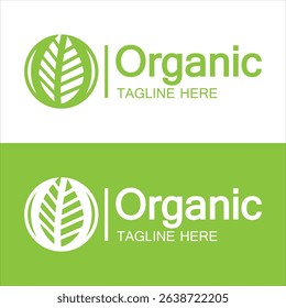 Organic logo , Initial Letter O with Leaf for Organic Fresh Natural Food logo design