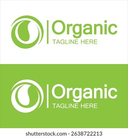 Organic logo , Initial Letter O with Leaf for Organic Fresh Natural Food logo design