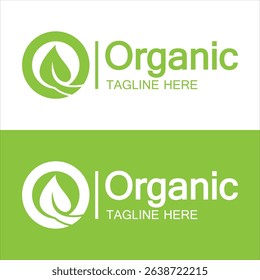 Organic logo , Initial Letter O with Leaf for Organic Fresh Natural Food logo design