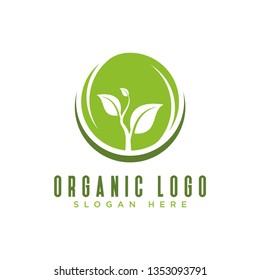 organic logo, leaf logo design vector