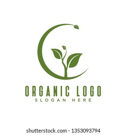 organic logo, leaf logo design vector