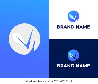 Organic logo letter OV with leaf logo design