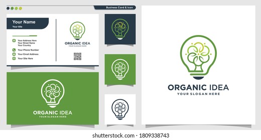 Logotipo orgánico con estilo de árbol creativo moderno y plantilla de diseño de tarjetas de visita, árbol, naturaleza, arte moderno, arte de línea, Vector Premium