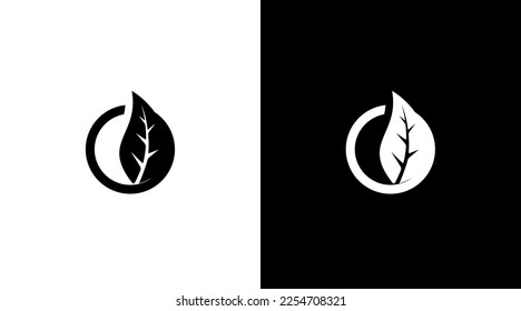 organic logo monogram natural leaf black and white icon illustration style Designs templates