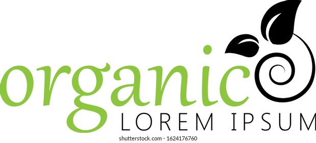 Organic Logo. Nature Element - Isolated On White. Green Organic Logo, Vector. For Health Symbol, Leaf Design, Nature Element, Planet Logo And Eco Icon. Organic Icon, Vector Template