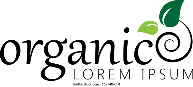 Organic Logo. Nature Element - Isolated On White. Green Organic Logo, Vector. For Health Symbol, Leaf Design, Nature Element, Planet Logo And Eco Icon. Organic Icon, Vector Template