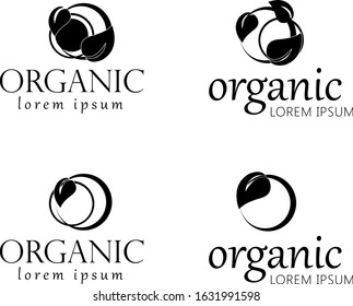 Organic Logo Set. Nature Elements - Isolated On White. Black Organic Logo, Vector. Collection Of Organic Icon For Health Symbol, Leaf Design, Nature Element, Planet Logo And Eco Icon. Vector Template