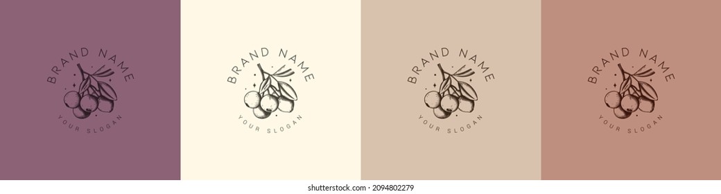 Symbol für Bio-Logo-Vorlage Blume Obst Naturvintage Symbol