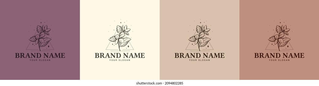 Organic logo template flower fruit nature vintage icon symbol